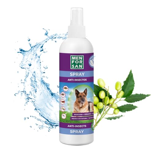 MENFORSAN Spray Anti-Insectos Repelente para Perros | con 3 Activos Naturales:...